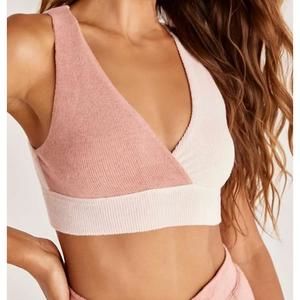 Z Supply Super Soft Cotton Pink and Cream Sports Bra
